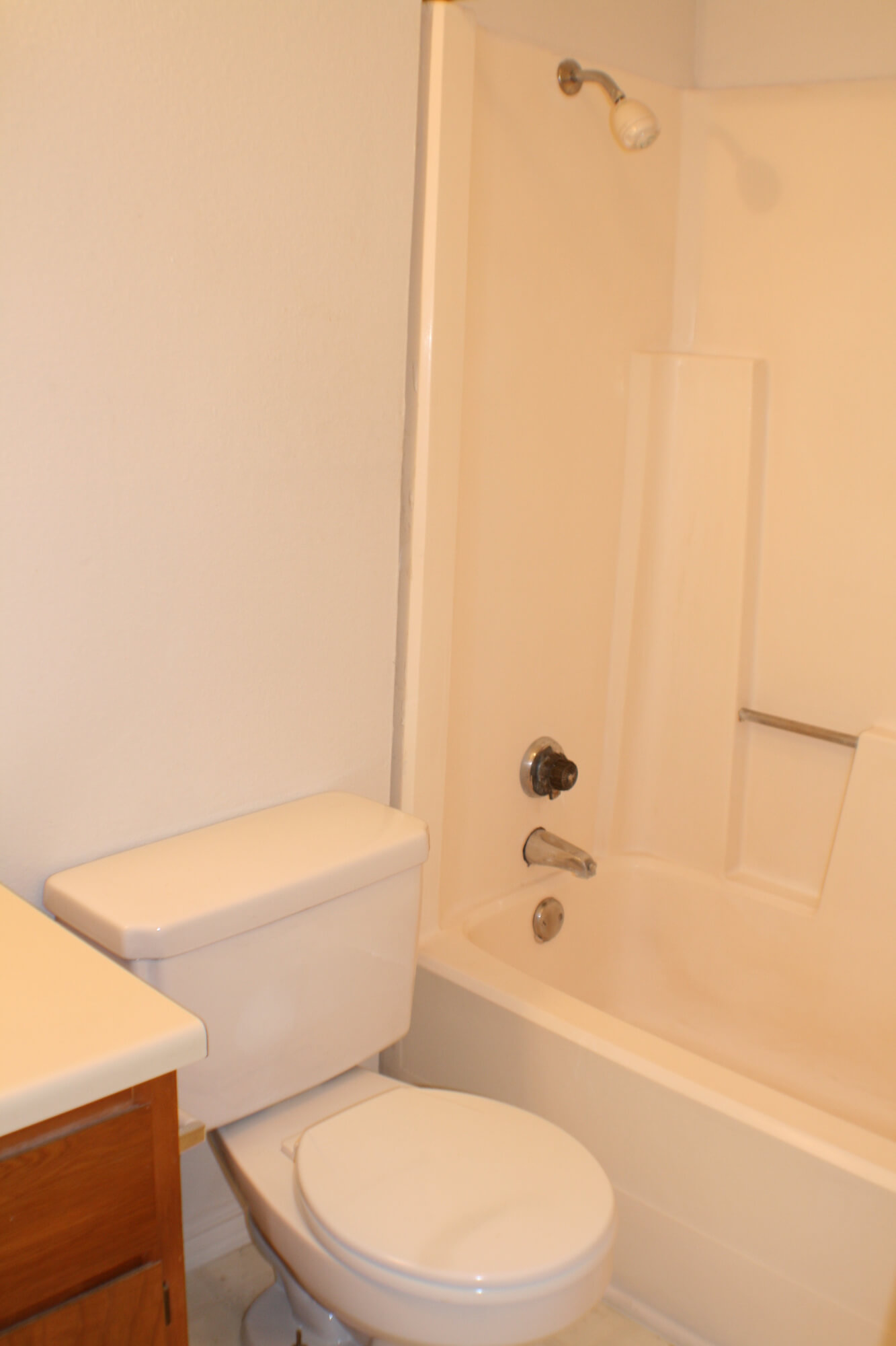 The bathroom within a unit at Stadium View Apartments.