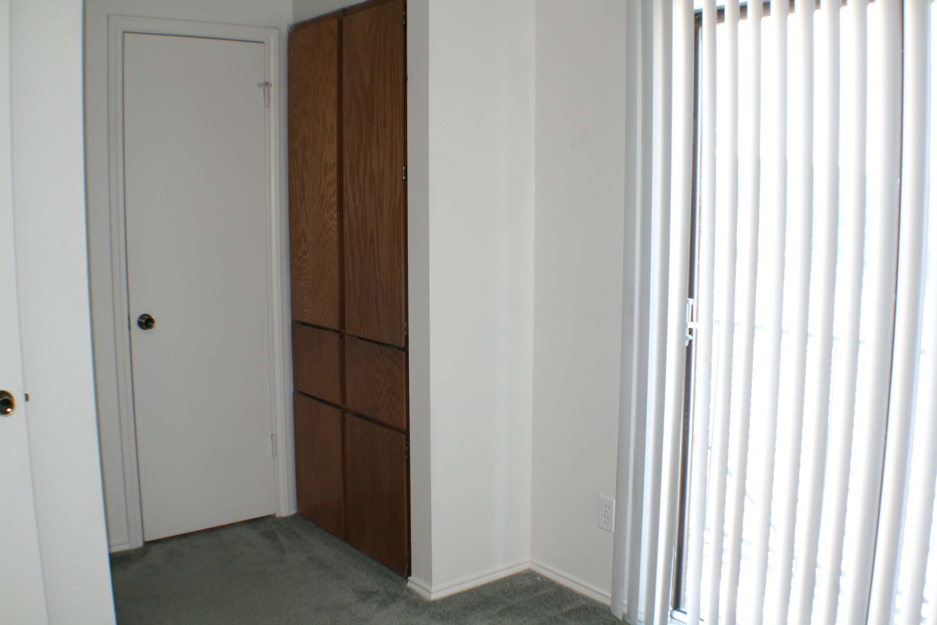 Built-in storage space within the units at Stadium View Apartments.