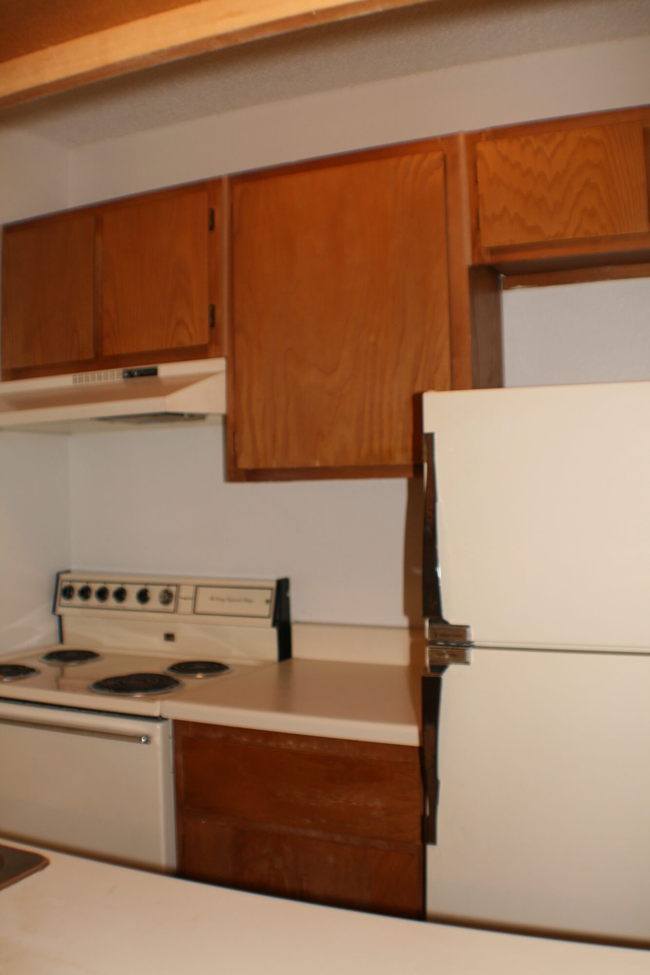 A kitchen within the units of Stadium View Apartments.